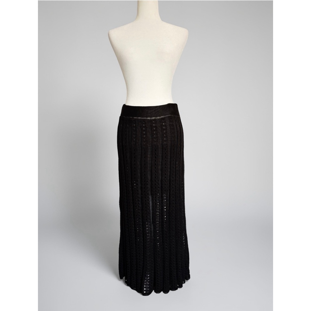 A.W.A.K.E Mode Perforated Crochet Knit Maxi Skirt - Picture 2 of 7